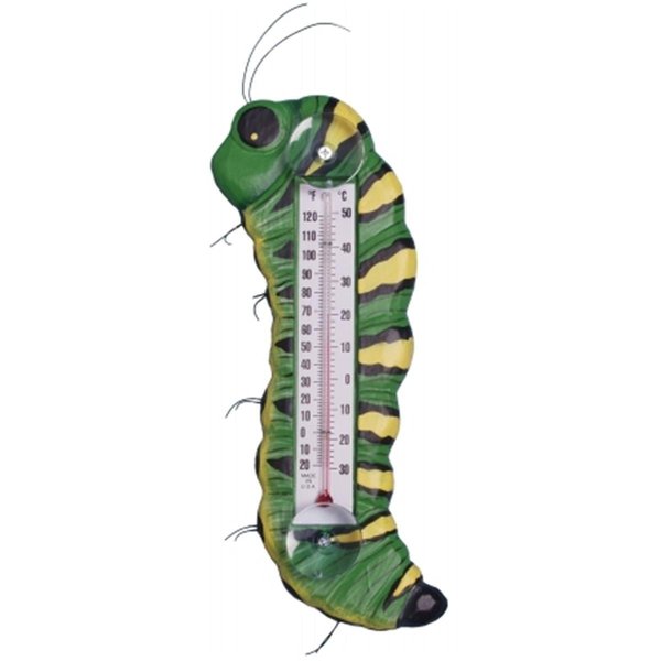 Songbird Essentials Green and Yellow Caterpillar Large Window Thermometer SE3171155
